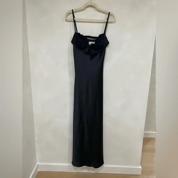 Princess Polly Fadyen Bias Cut Maxi Dress Black Size 8 NWT - Picture 4 of 7